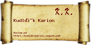 Kudlák Karion névjegykártya